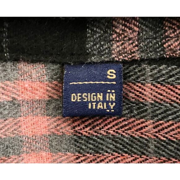 Design In Italy Luxury Women's Plaid Flannel Pink Gray Button Up Roll Tab Sleeve - Picture 9 of 12